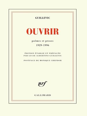 cover image of Ouvrir. Poèmes et proses 1929-1996